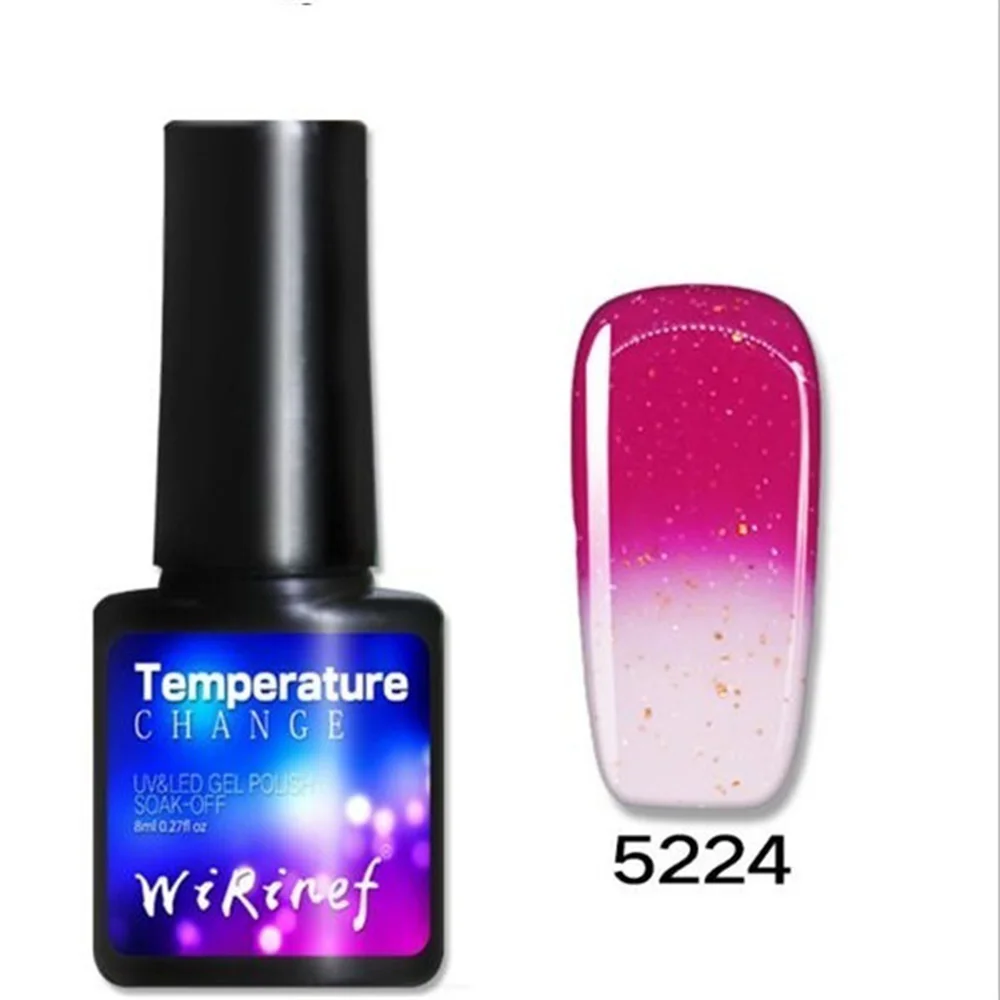 New Fashion 8ml Thermal Nail Polish Glitter Temperature Color Changing Water-based Manicure Varnish Shiny Shimmer Nail Lacquer - Цвет: 5224