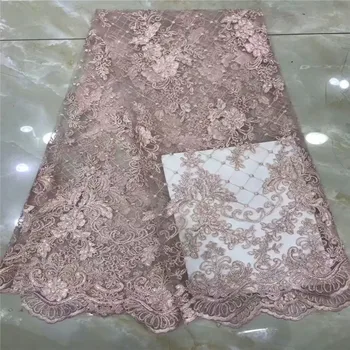 

Latest High Quality African Sequins Tulle Lace Fabric 2019 French Lace Fabric For Wedding Dress Nigerian Lace Material dp65-2127
