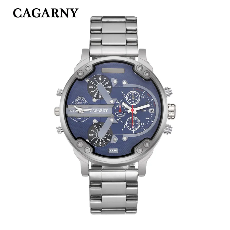 Brand Watch Men Quartz Mens Watches Stainless Steel Watchband Dual Time Zones Military Wristwatches