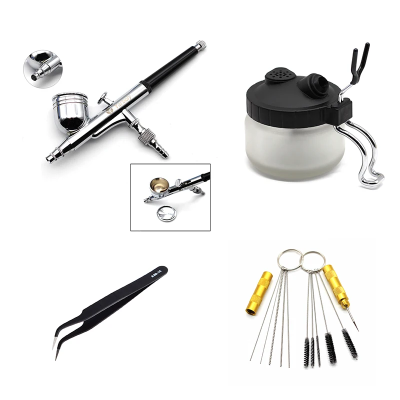

Airbrush Clean Tool Set Cleaning Pot Brush Nozzle Needle Spray Gun Pen For Body Cake Airbrush Kit Air Compressor Air Brush Parts