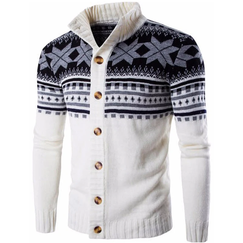 Men Sweater 2017 Brand Cardigan Casual Sweater Male Collar Folk-Custom Slim Fit Knitting Mens Sweaters Man Cardigan Men XXL QXXA