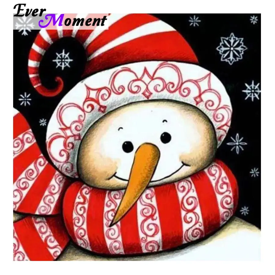 

Ever Moment Diamond Painting Cross Stitch Snowman Christmas Red Hat Full Square Diamond DIY 5D Mosaic Needlework crafts ASF977