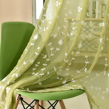 

Curtain Embroidery Sheer for Living Room Three-Dimensional Embroidery Linen Tulle Curtain for Bedroom Eco-FriendlyFabric Curtain