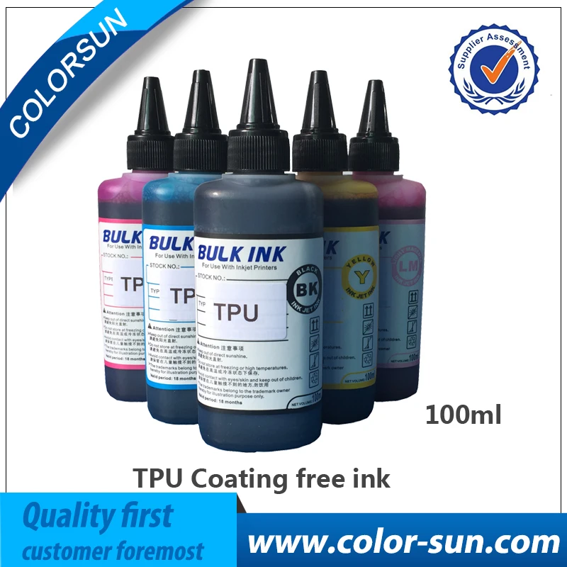 New TPU Ink 6 colors(CMYKLCLM) use for Flatbed Printer Free-Coating