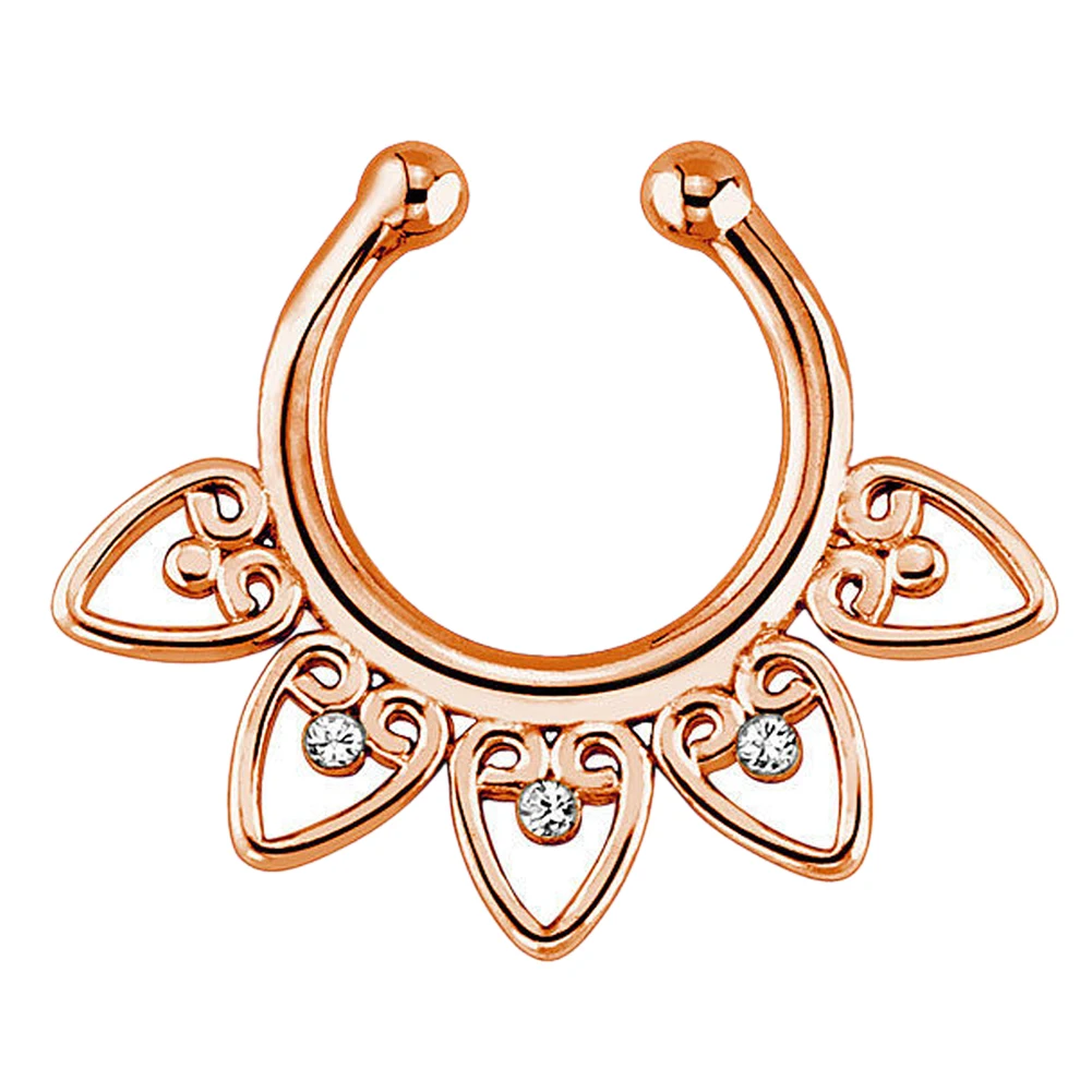3 x Fake Non Piercing Tribal Septum Nose Clip On Ring Body Jewelry Gold