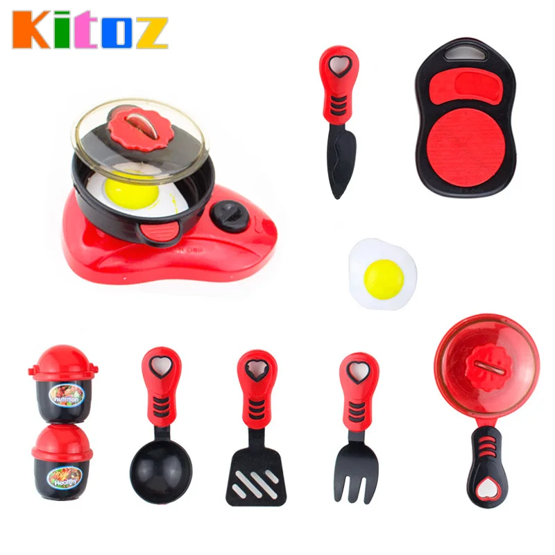 

Kitoz Mini kid's Kitchen Toy Frying Pan Pot Dish Model Pretend Cooking Toys Set Tableware Utensils for Girl Boy Children