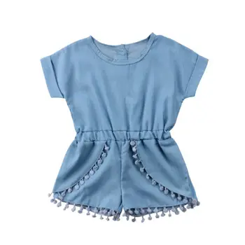 

Casual Jumpsuit Playsuit Short Sleeve Rompers Clothes Baby Girl Clothing Tassel Romper Cute Tassel 6M-5T