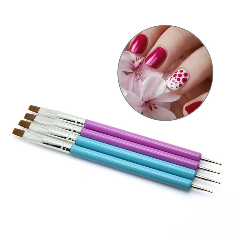 1pcs Manicure Dotting pen Tool Flat Painting Nylon Brush Nail Art Tools