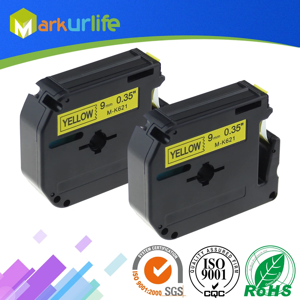Black/Yellow Label Tapes for Brother MK621 9 mm x 8 m P Touch Label Printers 