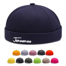 Кепка с черепом, шапка без полей, унисекс, Кепка с черепом, Кепка с манжетами, винтажная шапочка, однотонная шапка с вышитыми буквами, хлопковая короткая шапочка, крышка ремня