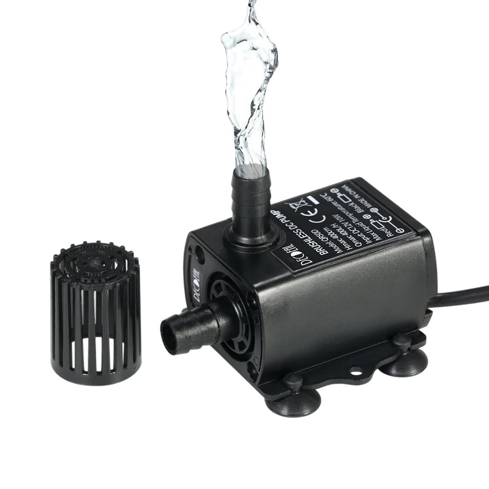 

Ultra-quiet Brushless Water Pump with 5.5*2.1mm Female Waterproof Submersible Fountain Aquarium Circulating 400L/H Lift 400cm