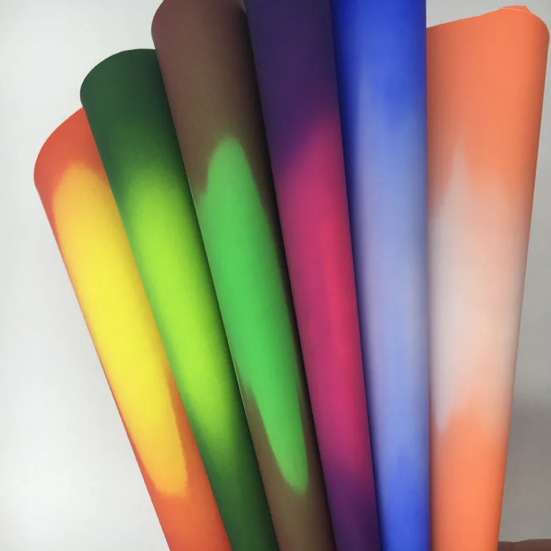 

Fashion Temperature Change PU leather Thermosensitive fluorescent leather heat sensitive Artificial leather Vinyl