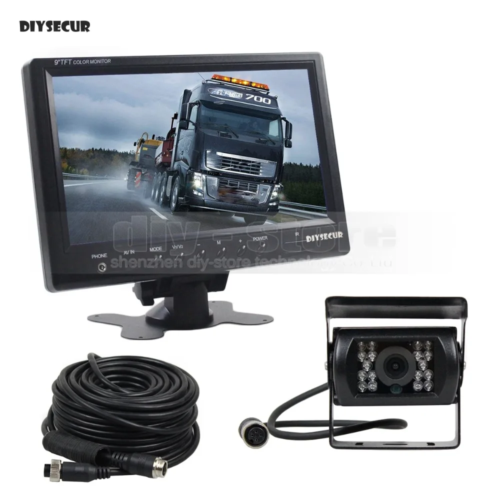 

DIYSECUR 9inch 4-PIN Car Monitor Rear View Monitor Waterproof IR CCD Camera Parking Accessories for Bus Horse Trailer Motorhome