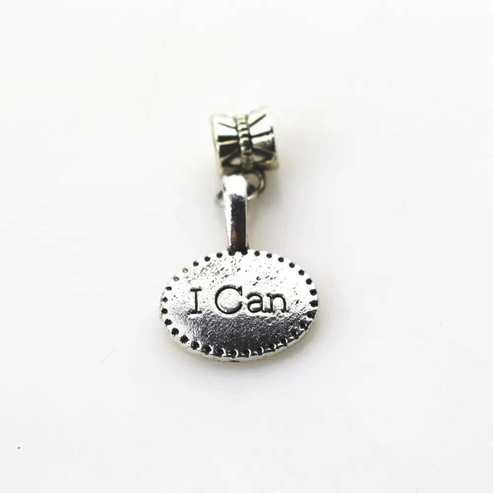 Hanging charms 20pcs/lot I can charms big hole pendant beads fit women bracelet /bangle diy jewelry dangle charms