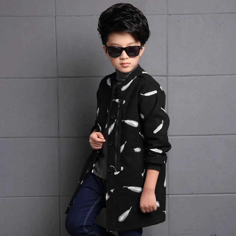 Thumbaby Winter Baby Boy Jacket Coat With the Feather Embroidered 2 Colors Available Children Clothing Warm