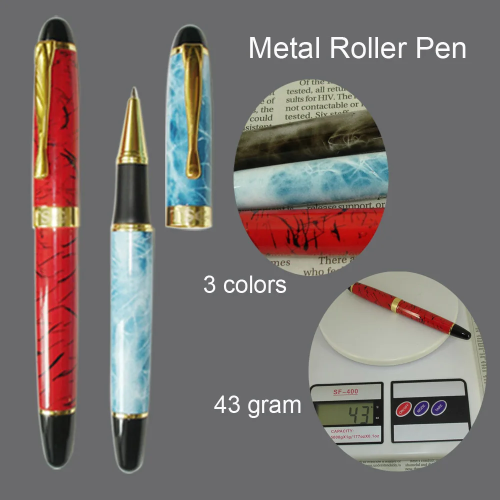 43 gram Metal Heavy Pen MB style Marble pattern Red, Blue and Grey