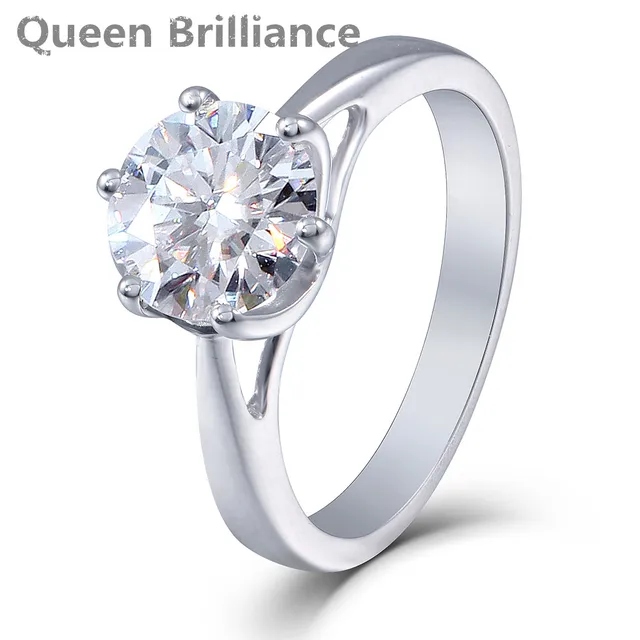 queen brilliance 2ctw lab created moissanite diamond engagement wedding ring for women genuine 14k 585 white - Womens Diamond Wedding Rings queen brilliance 2ctw lab created moissanite diamond engagement wedding ring for women genuine 14k 585 white - Womens Diamond Wedding Rings