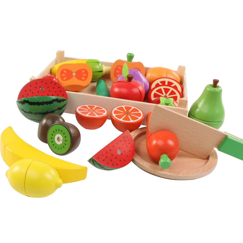 Wooden toys Cutting Fruit Vegetable Food Pretend Play Toy For Children