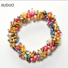 Ультра-низкая цена оформление из натурального жемчуга браслет 6-7-8mm около браслет с круглыми жемчужинами натуральная натуральный кристаллический Агат оригинальная ручная работа