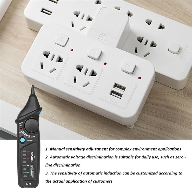 Voltage Tester Pen Dual Mode ManualAuto 12V-1000V Electrical Socket Wall AC Power Outlet Voltmeter Detector Sensor With LED (4)