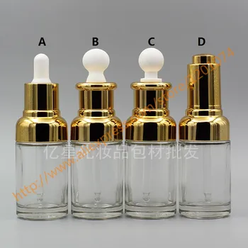 

50ml clear Glass Essential Oil Bottle With shiny gold dropper lid or press cover.Oil vial.cosmetic essential oil container
