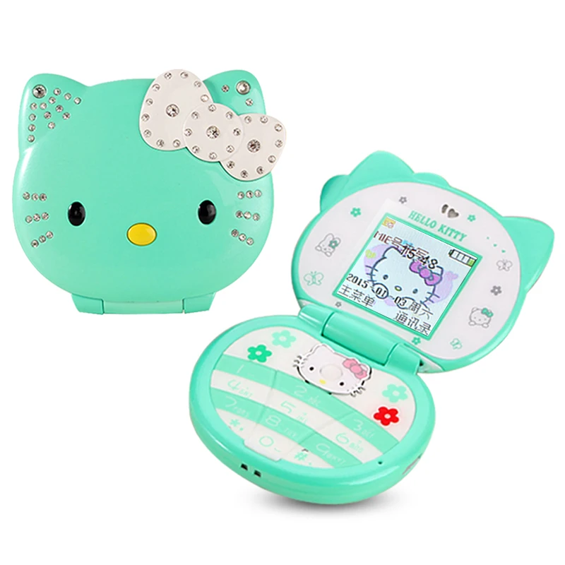 KUH T99 Bar lovely unlocked cartoon cat small women kids girls diamond FM Bluetooth dialer cute