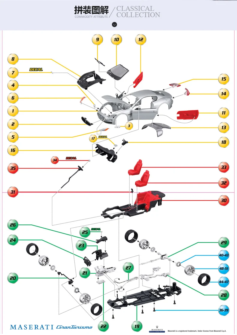 Bburago 1:24 Maserati GT Gran Turismo сборка DIY гоночный литье под давлением модель комплект наборы автомобиль игрушка Новинка в коробке 25083