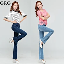 Высокое качество, акция, новые женские летние тонкие джинсы для девочек, джинсовые штаны, длинные расклешенные брюки