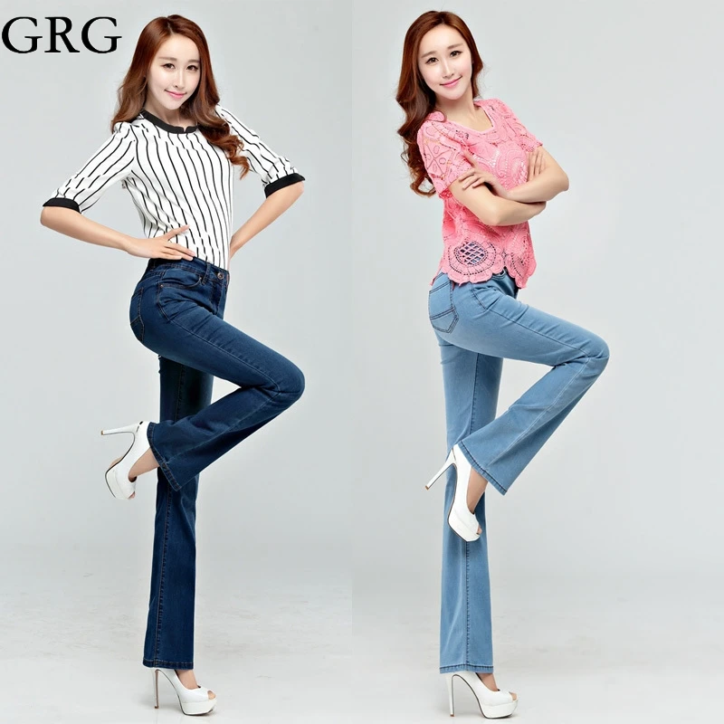 

Free Shipping High Quality Promotion New Women's Summer Thin Jeans Girls Denim Boot Cut Pants Long Flares Trousers