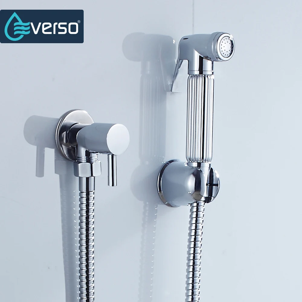 EVERSO Bidet Kraan Set Douche Bidet Wc Spuit Zinklegering Bidet Kraan Houder Douchette Wc