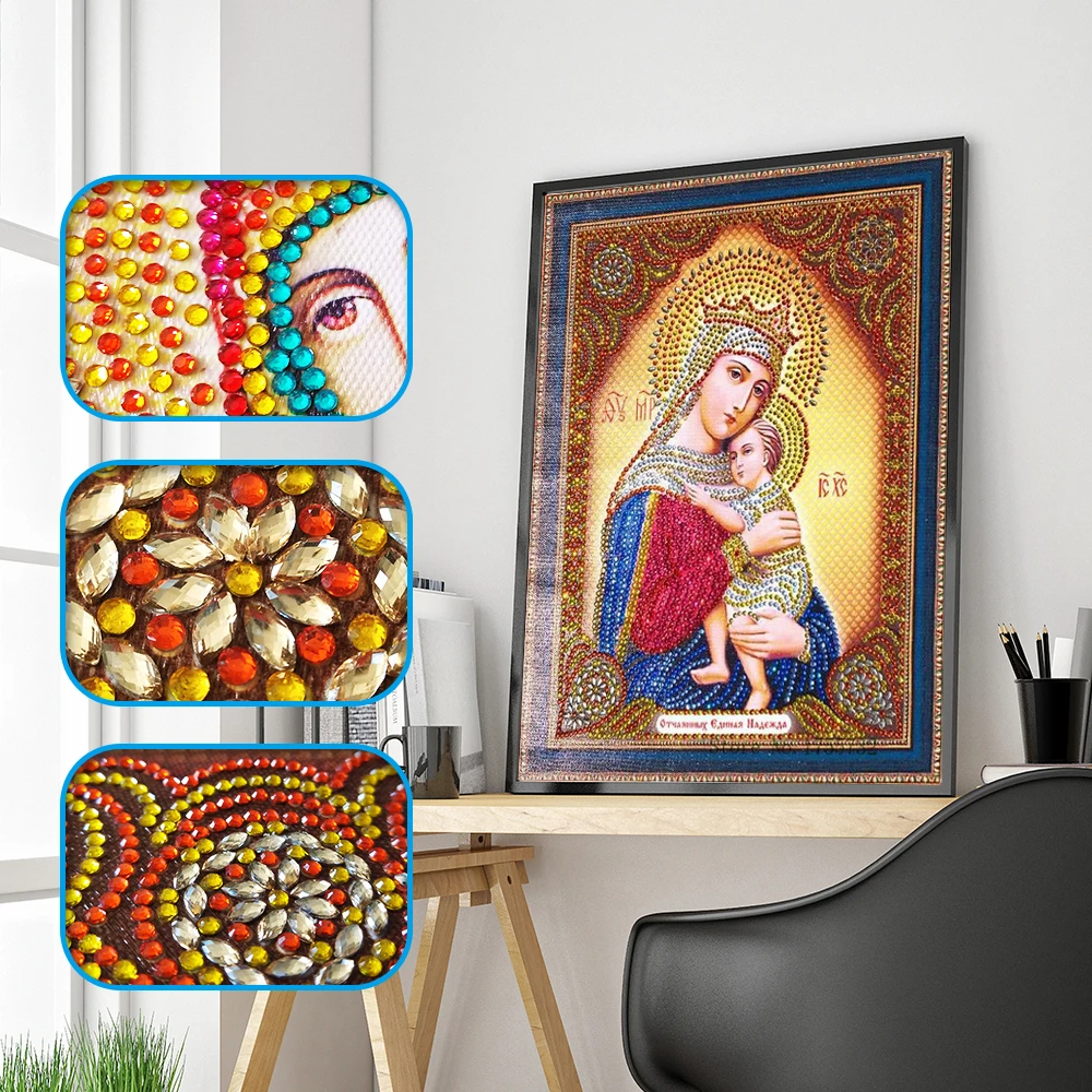 

DIY Diamond Painting Cross Stitch People 3D Mosaic Picture Special Shaped Religious Diamond Embroidery Bead Home Decor lp114