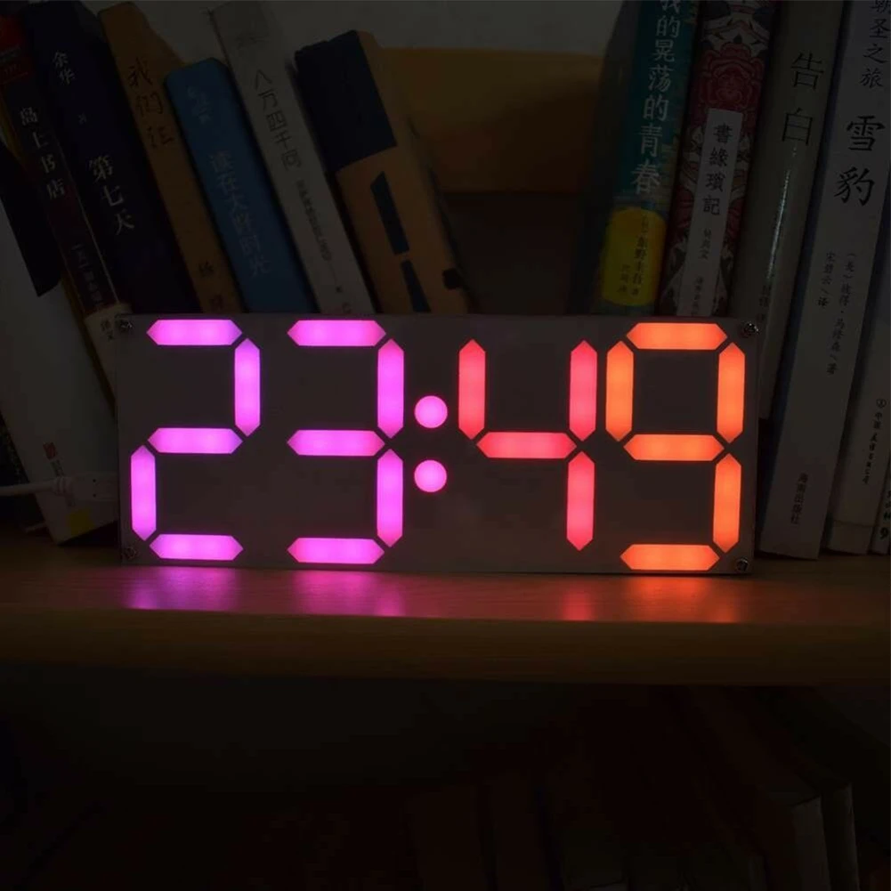 

Led Home Decoration Countdown Multifunction Date Rainbow Color Message Clock Kit Voice Control Adjustable Digital Tube Durable