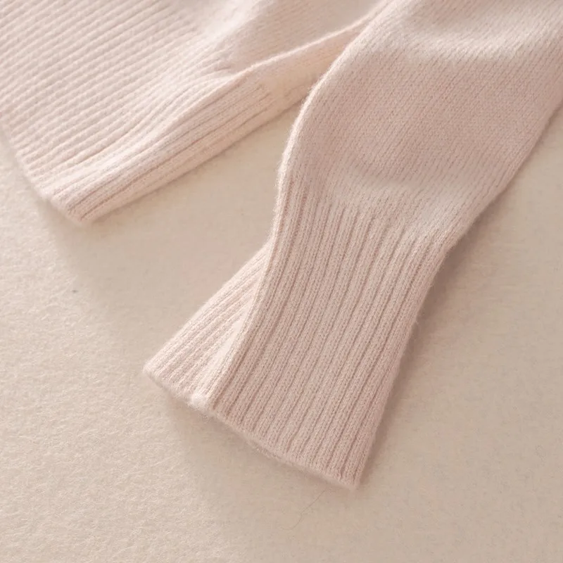 HZYRMY Spring New Women's Cashmere Sweater Casual Solid color half high collar Wool bottoming shirt Slim short Sweater pullover 