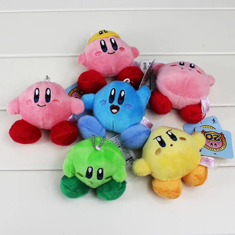 6pcs/set Kirby Stuffed Plush Toy With Key Ring 6cm Free Shippingin