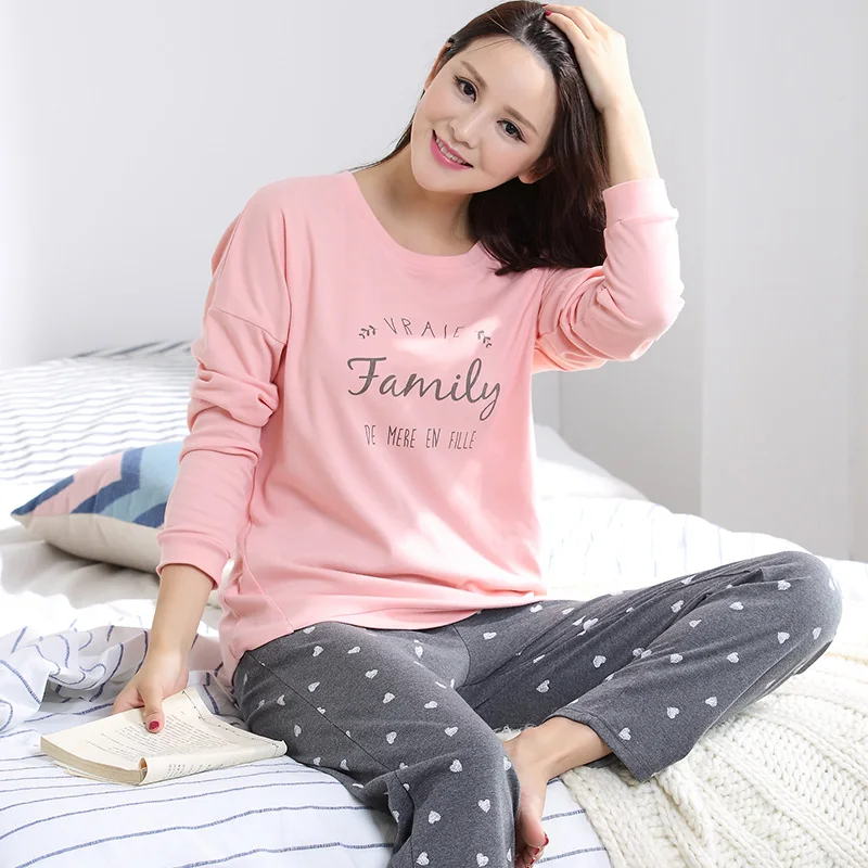 2017 Autumn Long sleeve Cotton Women Home Clothing Couples