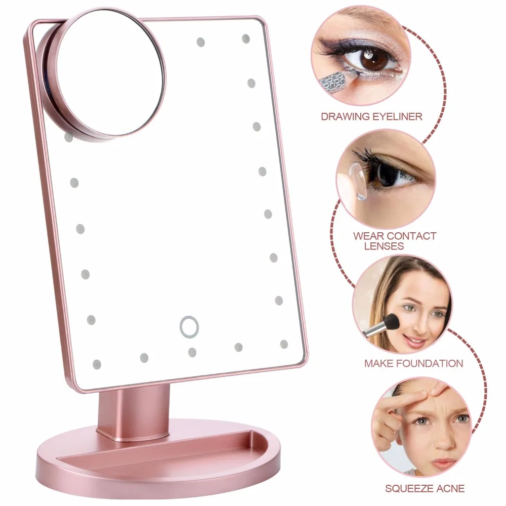 

Rotation Touch Screen Mirror LED Makeup Mirror Professional Vanity Mirror With LED Lights Vanity Mirror Lady Health Beauty Tool