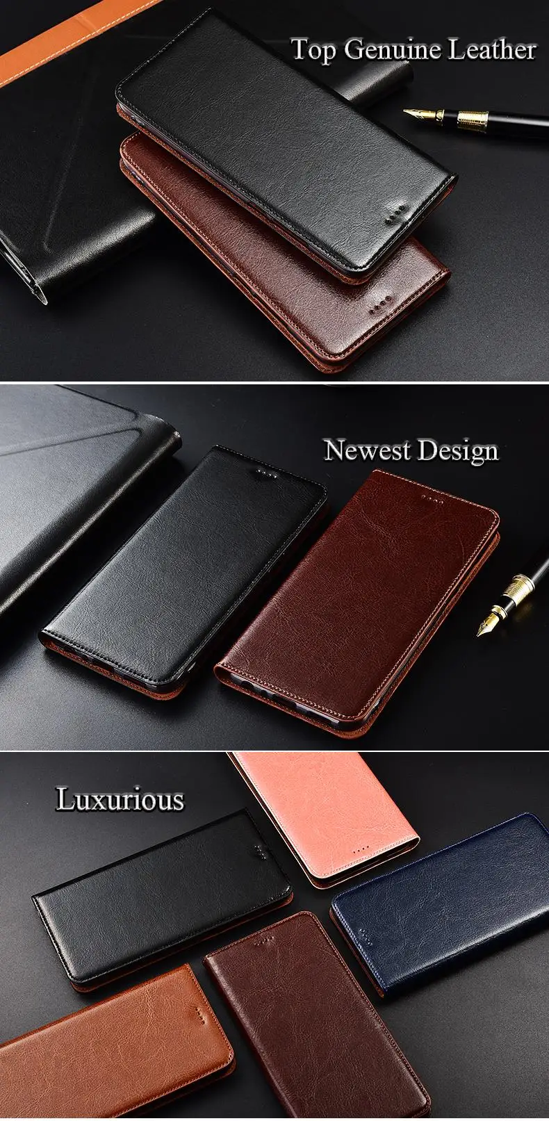 Genuine Cow Leather Case For Xiaomi Redmi Note 3 4 4X 5 5A 6 7 8 9 9S Pro 8T Magnetic Case Stand Flip Phone Cover xiaomi leather case cover