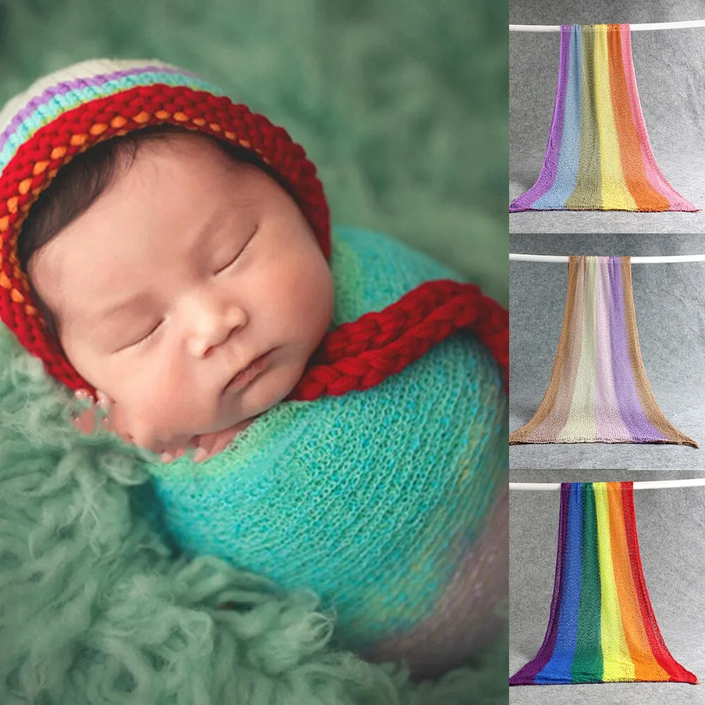 

Newborn Baby Photography Props Photo Wrap Swaddle Rainbow Long Ripple Wrap for Boys Girls Photography Shoot Baby Kids Costume