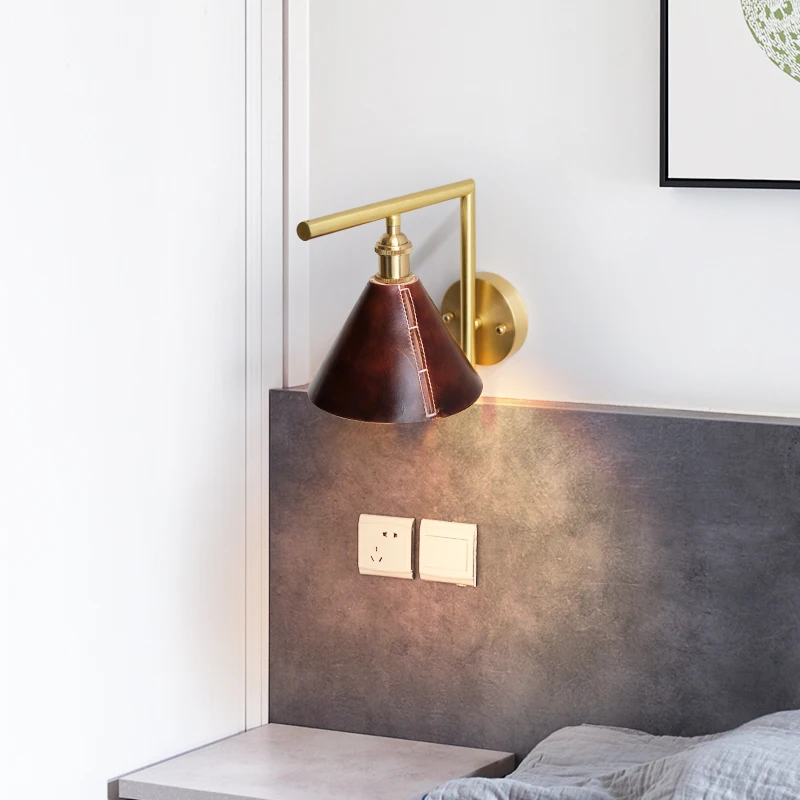 

Zerouno Handmade Wall Sconces Modern Loft Decor Leather Wall Light E14 4W 220V Warm White Led Bulb Living Room Bedroom Wall Lamp
