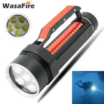 

Professional Diving Flashlight 6x XM-L L2 LED Underwater Spearfishing Hunting Flash Light Dive Torch Light By 26650 Battery