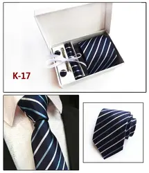 XINCAI 2018 новый дизайн моды Для мужчин аксессуары Полосатый Тонкий деловой носовой платок запонки галстук комплект галстуков для Для мужчин