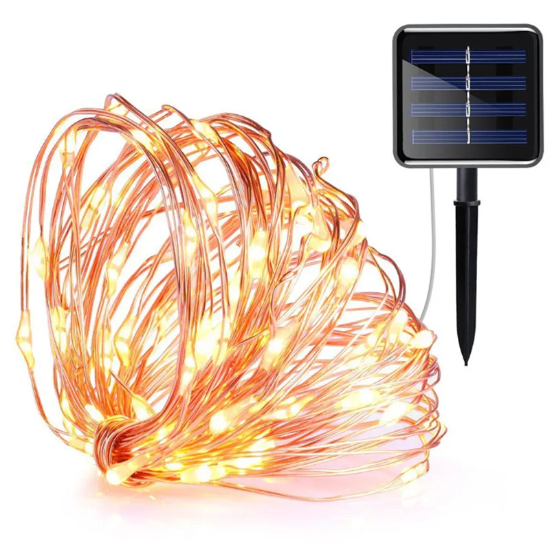 

Solar Energy 10M 100LEDs Copper Wire LED String Light Adjustable Twinkling Warm White Night Light For Christmas Wedding Party
