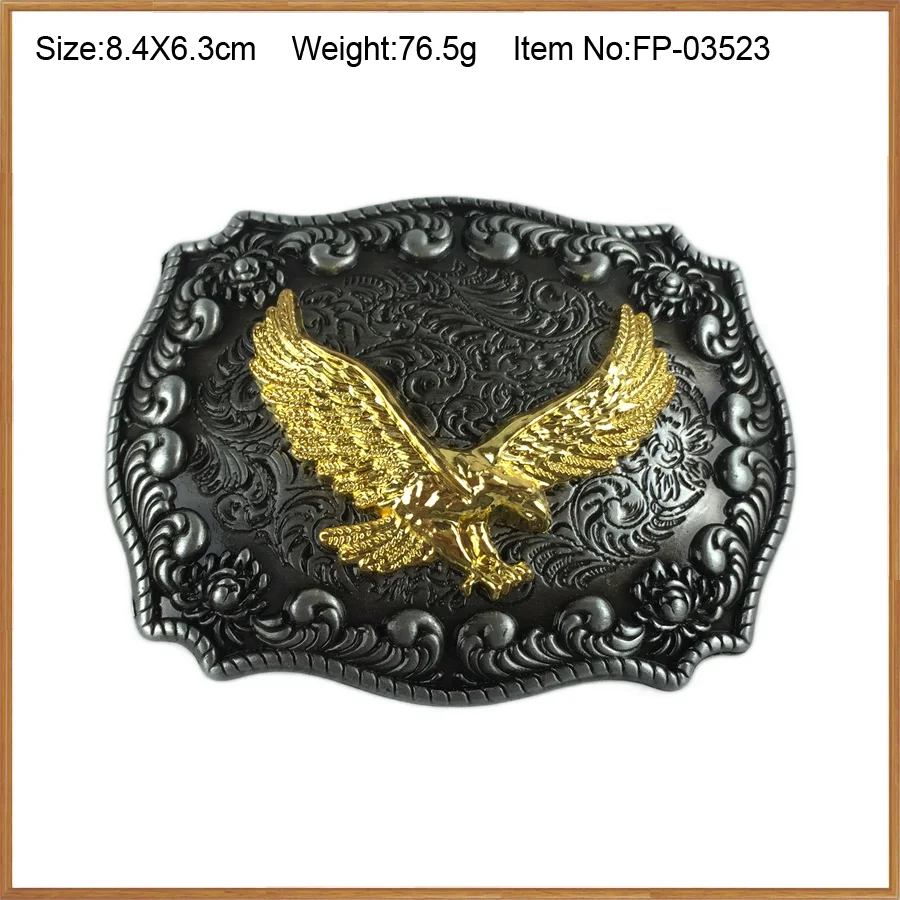 BuckleClub 남성용 레트로 서양 꽃 독수리 청바지 선물 벨트 버클 FP-03523, 백랍 마감, 4cm 너비 루프, 드롭 배송