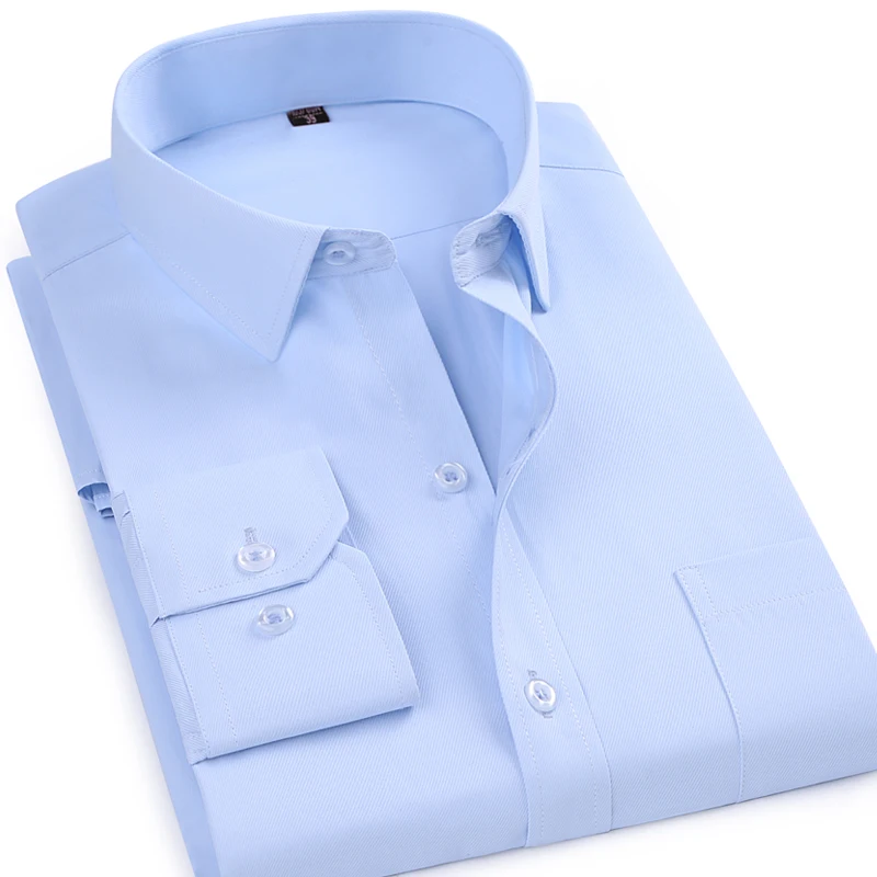 

MACROSEA Classic Style Men's Formal Business Shirts Solid Color Men Social Shirts Long Sleeve Twill Men Dress Shirts