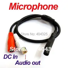 Mini Audio CCTV Microphone Mic 12V DC RCA output adapter to Security Camera System