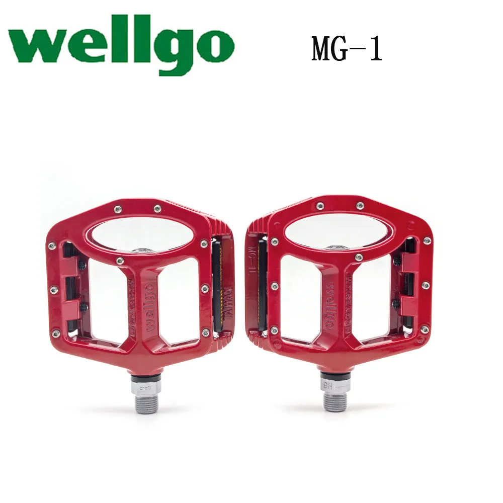 cheap Wellgo MG 1 MTB Pedals Sealed Bearings Bicycle Pedals for bmx Road Mountain Bike Pedals Wide Magnesium Alloy Cycling Pedals