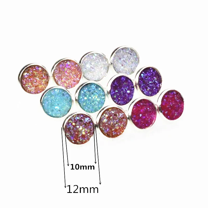 Druzy серьги гвоздики многоцветные ручной работы модные Drusy геод e073|earring studs