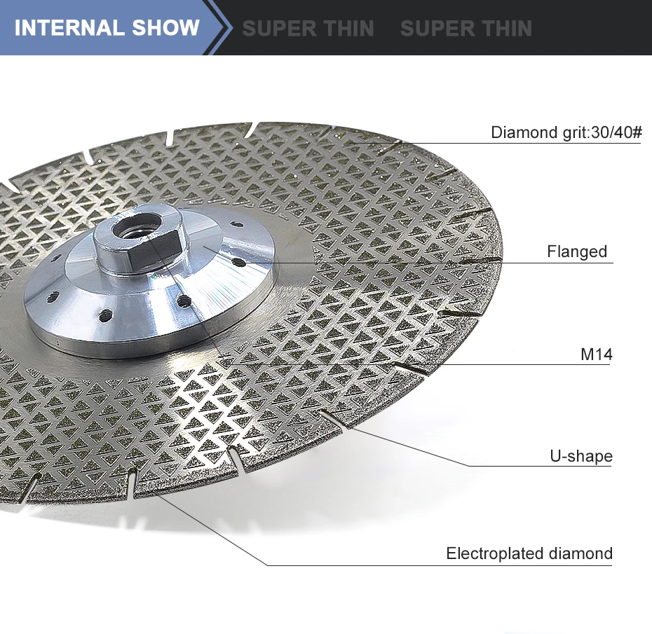 9 дюймов 230 мм гальванические пилы с беседкой M14 фланец для сухой или влажной резки и шлифовки мрамора или искусственного камня