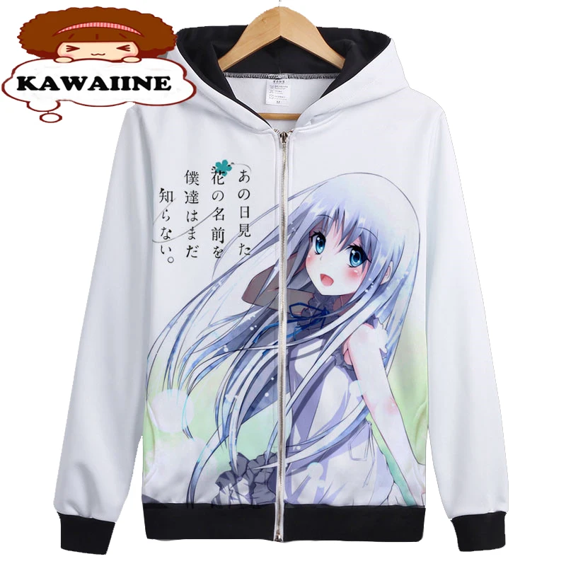 Anohana: The Flower We Saw That Day Honma Meiko Oversized Japan Anime Hoodie White Mens Sweatshirts Hoodies 3D Printed Sportwear
