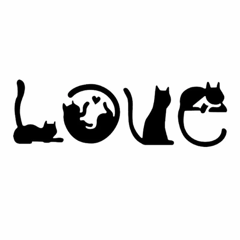 19 Cm 6 Cm Amour Drole Chat Action Voiture Autocollants Stickers Couverture Accessoires Noir Blanc Reflechissant Aliexpress